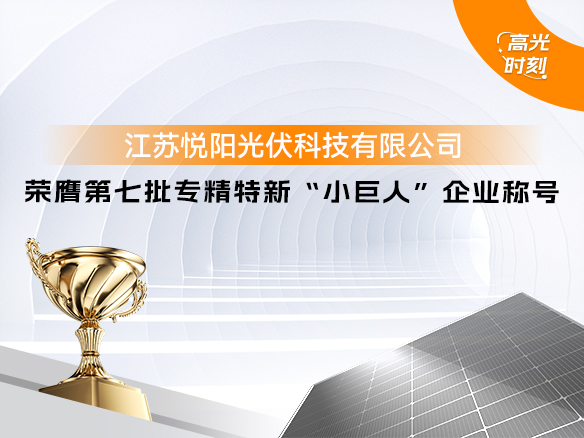 高光时刻 | 阳光能源悦阳基地荣获国家级荣誉 专精特新“小巨人”企业称号